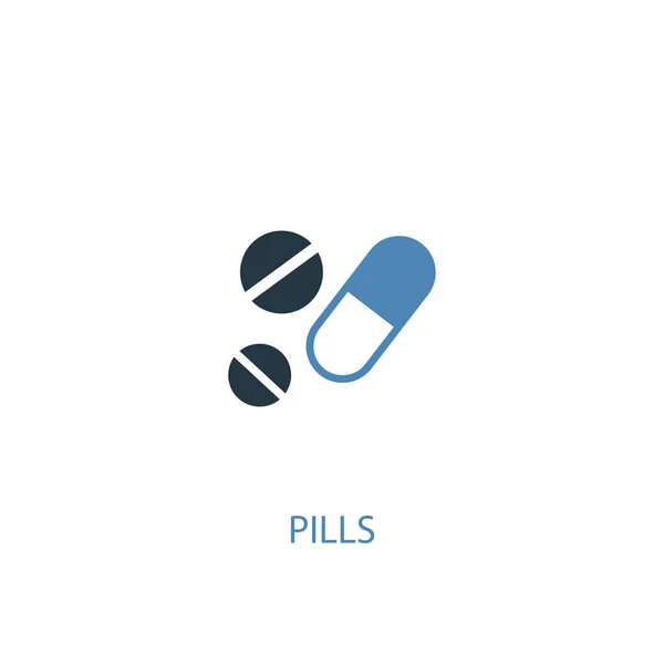 Pillole concetto 2 icona colorata. Illustrazione semplice elemento blu. pillole concetto simbolo di design. Può essere utilizzato per web e mobile — Vettoriale Stock