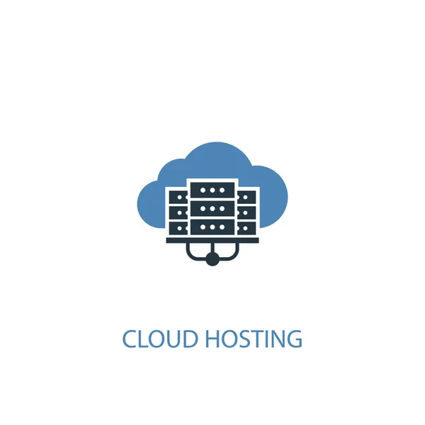 Cloud hosting koncept 2 barevné ikony. Jednoduchý modrý prvek ilustrace. návrh konceptu cloudového hostingu. Lze použít pro web a mobil — Stockový vektor