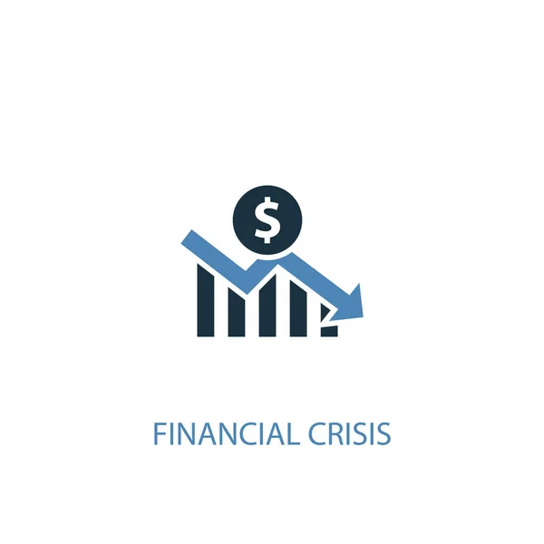 Concepto de crisis financiera 2 icono de color. Ilustración simple elemento azul. concepto de crisis financiera diseño de símbolos. Puede ser utilizado para web y móvil — Vector de stock