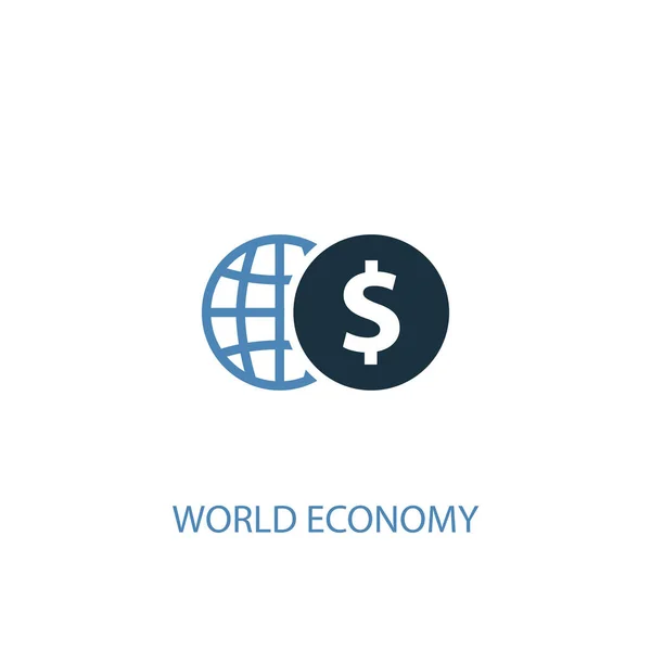 Weltwirtschaftskonzept 2 farbiges Symbol. einfache Illustration des blauen Elements. Weltwirtschaft Konzept Symboldesign. kann für Web und Mobile verwendet werden — Stockvektor