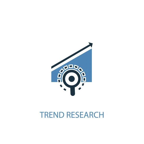Concepto de investigación de tendencia 2 icono de color. Ilustración simple elemento azul. diseño de símbolos de concepto de investigación de tendencia. Puede ser utilizado para web y móvil — Vector de stock