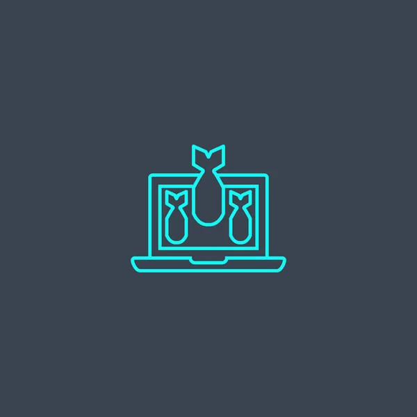 DDOS concept blue line icon. Simple thin element on dark background. DDOS concept outline symbol design. Can be used for web and mobile — Stok Vektör