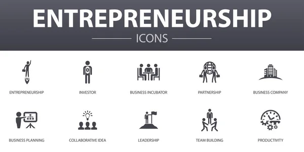Entrepreneuriat icônes concept simple ensemble. Contient des icônes telles que Investisseur, Partenariat, Leadership, Team building et plus, peut être utilisé pour le web, logo — Image vectorielle
