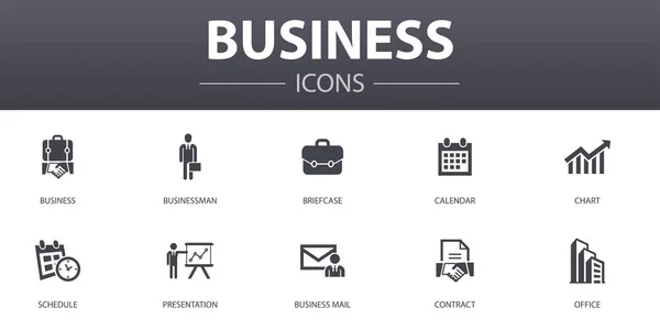 Business simple concept icons set. Contains such icons as businessman, briefcase, calendar, chart and more, can be used for web, logo — 스톡 벡터