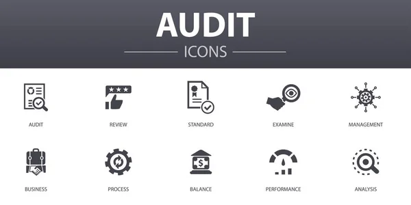 Auditoria conjunto de ícones de conceito simples. Contém ícones como revisão, padrão, examinar, processo e muito mais, pode ser usado para web, logotipo —  Vetores de Stock