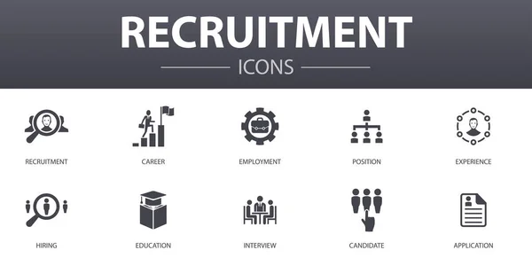 Recrutamento simples conjunto de ícones de conceito. Contém ícones como carreira, emprego, posição, experiência e muito mais, pode ser usado para web, logotipo —  Vetores de Stock