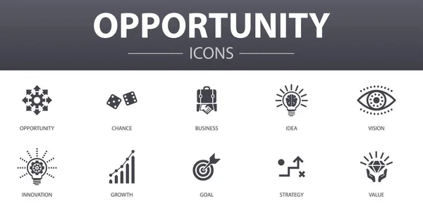 Oportunidade simples conjunto de ícones de conceito. Contém ícones como o acaso, negócio, ideia, inovação e muito mais, pode ser usado para web, logotipo —  Vetores de Stock