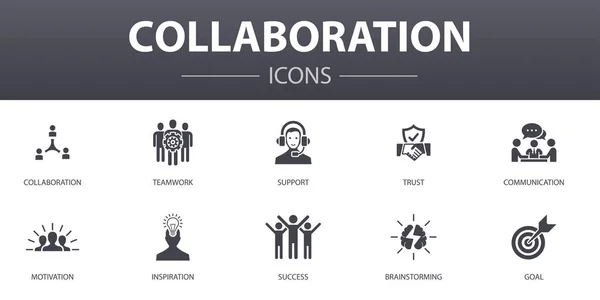 Collaboration simple concept icons set. Contains such icons as teamwork, support, communication, motivation and more, can be used for web, logo — 스톡 벡터