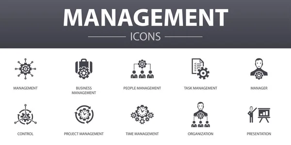 Management simple concept icons set. Contains such icons as manager, control, organization, presentation and more, can be used for web, logo — 스톡 벡터