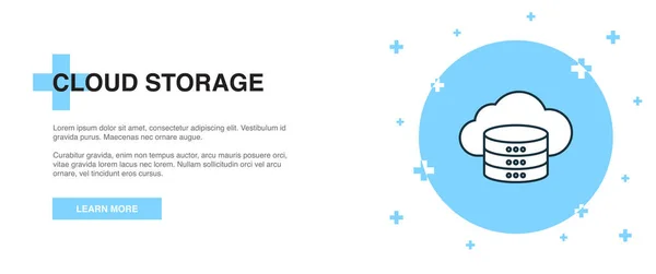 Icône de stockage cloud, concept de modèle de contour de bannière. illustration de ligne de stockage cloud — Image vectorielle