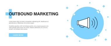 Giden pazarlama ikonu, afiş şablon konsepti. sınırlandırılmış pazarlama çizelgesi çizimi