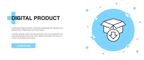 Icono del producto digital, concepto de plantilla de esquema de banner. línea de productos digital ilustración — Vector de stock