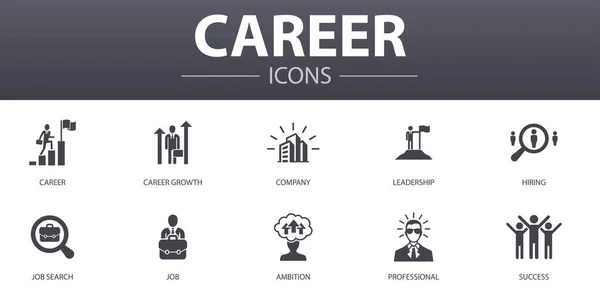 Carreira conjunto de ícones conceito simples. Contém ícones como empresa, liderança, contratação, busca de emprego e muito mais, pode ser usado para web, logotipo —  Vetores de Stock
