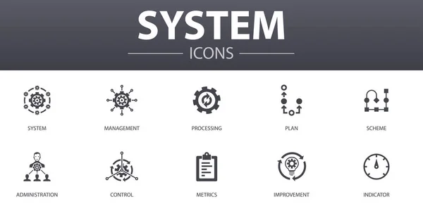 Sistema conjunto de ícones conceito simples. Contém ícones como gerenciamento, processamento, plano, esquema e muito mais, pode ser usado para web, logotipo —  Vetores de Stock