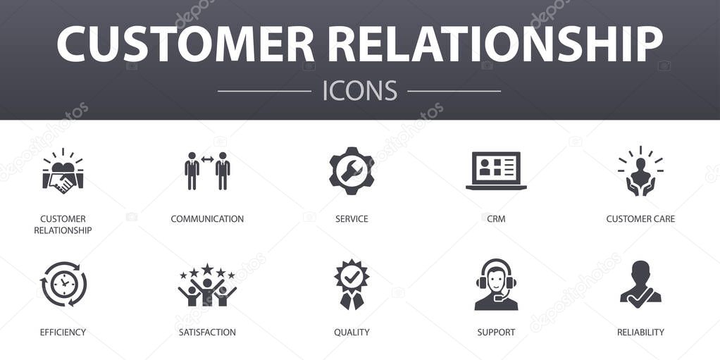 customer relationship simple concept icons set. Contains such icons as communication, service, CRM, customer care and more, can be used for web, logo