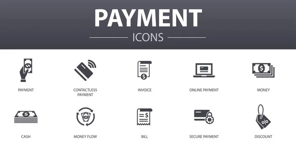 Paiement simple concept icônes ensemble. Contient des icônes telles que facture, argent, facture, escompte et plus, peut être utilisé pour le web, logo — Image vectorielle