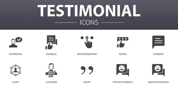 testimonial simple concept icons set. Contains such icons as feedback, recommendation, review, comment and more, can be used for web, logo