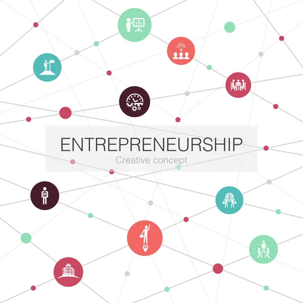 Entrepreneurship trendige Web-Vorlage mit einfachen Symbolen. enthält Elemente wie Investor, Partnerschaft, Führung, Team — Stockvektor