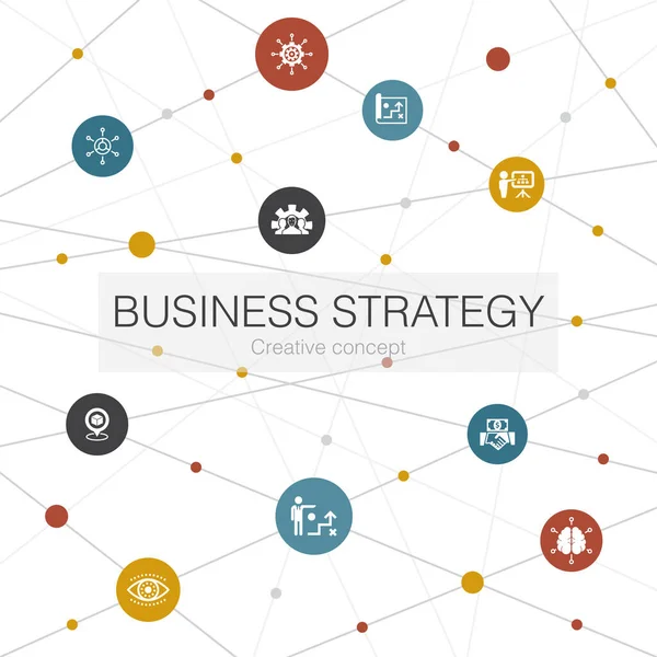 Estratégia de negócios modelo web moderno com ícones simples. Contém elementos como planejamento, modelo de negócio, visão —  Vetores de Stock