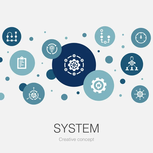 Σύστημα μοντέρνο πρότυπο κύκλο με απλά εικονίδια. Περιέχει στοιχεία όπως διαχείριση, επεξεργασία, σχέδιο — Διανυσματικό Αρχείο