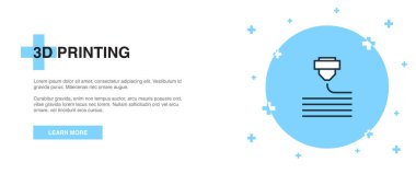 3D yazdırma çizgisi simgesi. Basit simge, afiş şablon konsepti. 3D yazdırma çizgisi simgesi. Basit çizgi illüstrasyonu