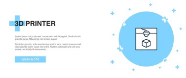 3D yazıcı satırı simgesi. Basit simge, afiş şablon konsepti. 3D yazıcı satırı simgesi. Basit çizgi illüstrasyonu