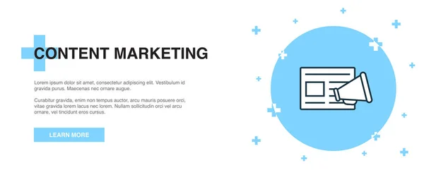 Content marketing lijn pictogram. Eenvoudig icoon, banner outline template concept. content marketing lijn pictogram. Eenvoudige lijnillustratie — Stockvector