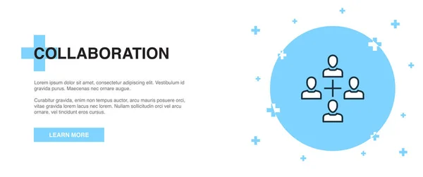Icono de colaboración, concepto de plantilla de esquema de banner. línea de colaboración ilustración — Vector de stock