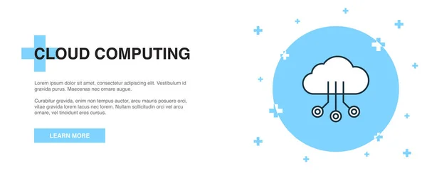 Icône Cloud Computing, concept de gabarit de bannière. Illustration de ligne Cloud Computing — Image vectorielle