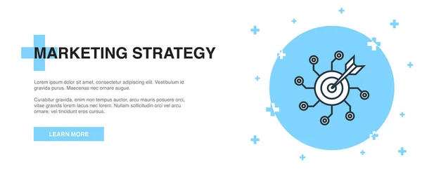 Icono de estrategia de marketing, concepto de plantilla de esquema de banner. línea de estrategia de marketing ilustración — Vector de stock