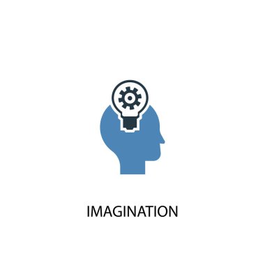 Hayal gücü konsepti 2 renkli ikon. Basit mavi element çizimi. Hayal gücü sembolü tasarımı. Web ve mobil için kullanılabilir
