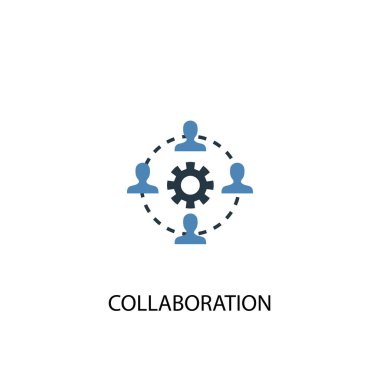 işbirliği kavramı 2 renkli simge. Basit mavi eleman illüstrasyon. işbirliği kavramı sembol tasarımı. Web ve mobil cihazlar için kullanılabilir