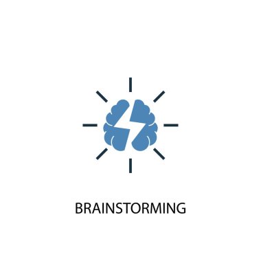 Beyin fırtınası konsepti 2 renkli simge. Basit mavi element çizimi. Beyin fırtınası konsept sembol tasarımı. Web ve mobil için kullanılabilir