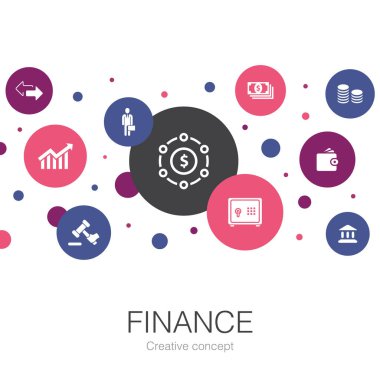 Basit simgelerle finansal modayı takip et. Banka, Para, Grafik gibi elementleri içerir