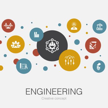Basit simgelerle birlikte mühendislik modasına uygun daire şablonu. Tasarım, profesyonel, Sistem Kontrolü gibi elementler içerir