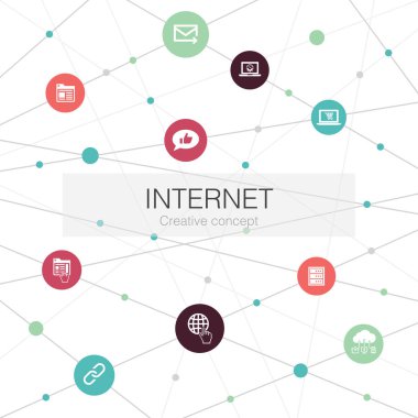 Basit simgeli internet modayı. Ecommerce, sosyal medya, web sitesi gibi unsurlar içerir