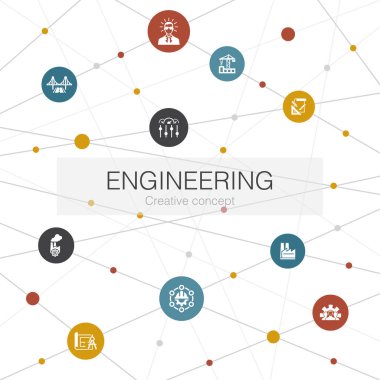 Basit simgeleri olan modaya uygun bir ağ şablonu. Tasarım, profesyonel, Sistem Kontrolü gibi elementler içerir