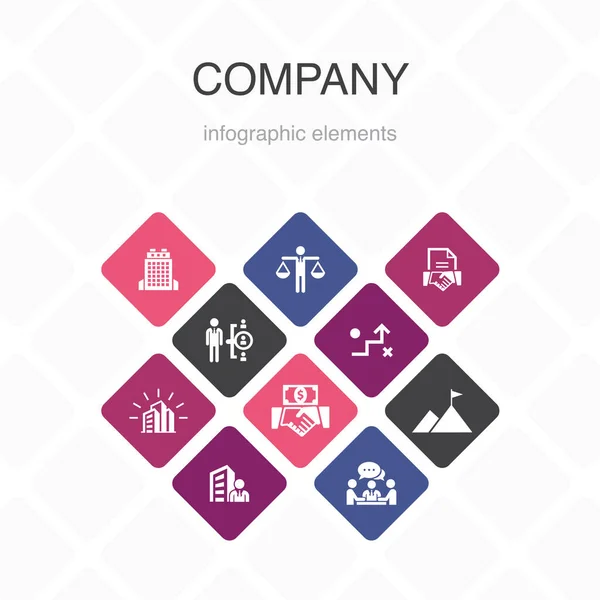 Société Infographie 10 option conception de la couleur. bureau, investissement, réunion, contrat icônes simples — Image vectorielle