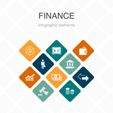 Finans Bilgileri 10 seçenek renk tasarımı. Banka, Para, Grafik, Basit simgeleri takas