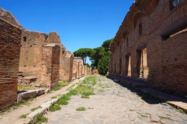 Ostia Antica - antik konut binası. Roma, İtalya