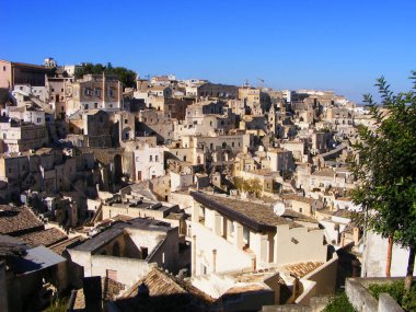 Matera Unesco dünya mirası şehir manzarası - Basilicata, Güney İtalya
