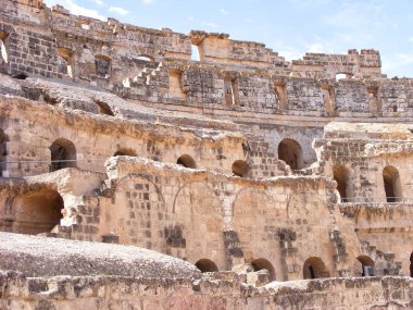 El Djem, Tunus, Kuzey Afrika'daki güzel Roma amfitiyatrosu
