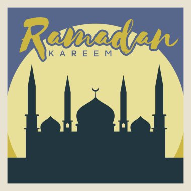 Ramazan Kareem Tebrik Şablonu. Arapça Metin Çevirisi: Asil Ramazan Ayı. Vintage Poster. İllüstrasyon Vektör Eps 10.