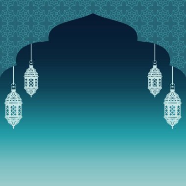 Ramazan Kareem Arapça Kaligrafi ve Tipografi. Banner Şablonu. Arapça Metin Çevirisi: Ramazan, şanlı ay. Vintage posteri. Vektör İllüstrasyonu.