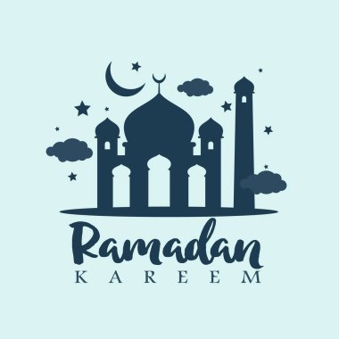 Ramazan Kareem Arapça Kaligrafi ve Tipografi. Banner Şablonu. Arapça Metin Çevirisi: Ramazan, şanlı ay. Vintage posteri. Vektör İllüstrasyonu.