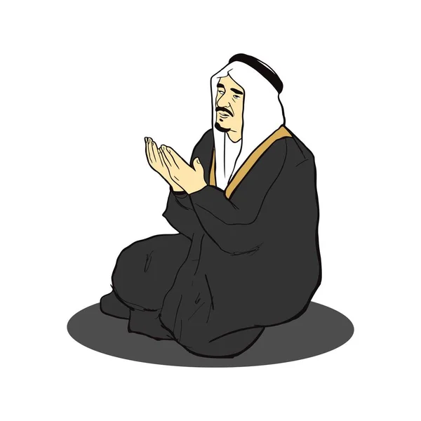 Imádkozni Arab Férfi Hagyományos Sálat Imádság Fáy Péter Vektoros Illusztráció — Stock Vector