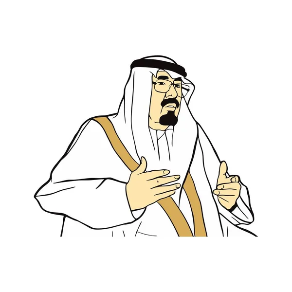 Oración Del Hombre Árabe Con Bufanda Tradicional Oración Rey Abdullah — Vector de stock