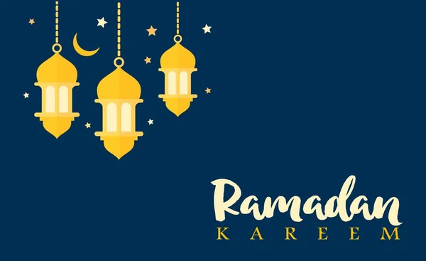Ramazan Kareem Arapça Kaligrafi ve Tipografi. Banner Şablonu. Arapça Metin Çevirisi: Ramazan, şanlı ay. Vintage posteri. Vektör İllüstrasyonu.