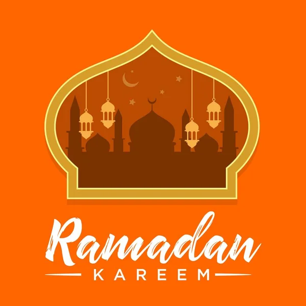 Ramadan Kareem Arabiska Kalligrafi Och Typografi Banderollmall Arabisk Text Översättning — Stock vektor