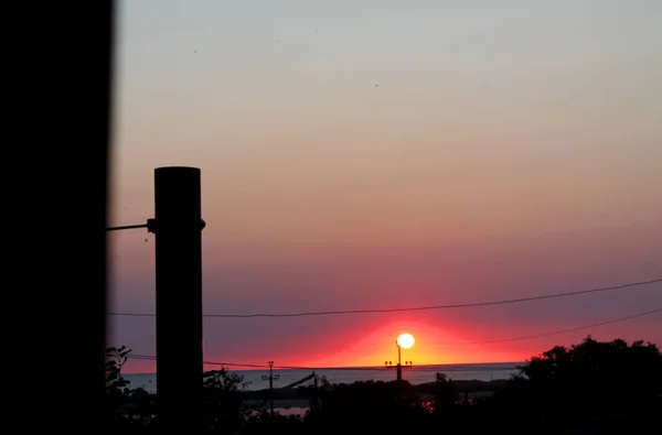 Krim Sonnenuntergang Über Den Dächern Des Dorfes Meer — Stockfoto